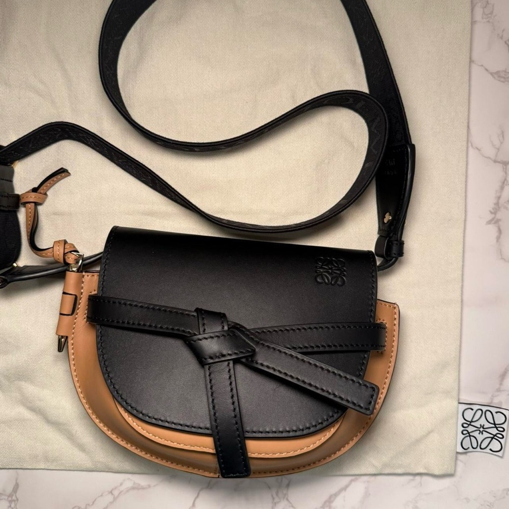 Brand New Authentic LOEWE Gate Dual mini two-tone leather shoulder bag Leather